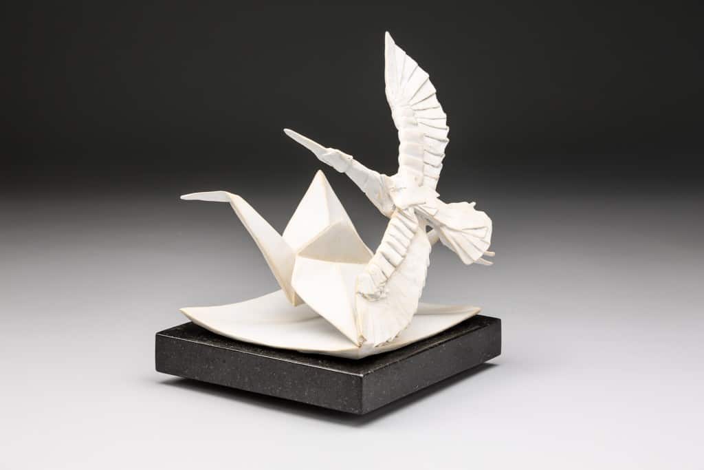 flight of folds small 2 metal sculpture