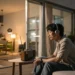 korean guy is listening horror radio with a earpho